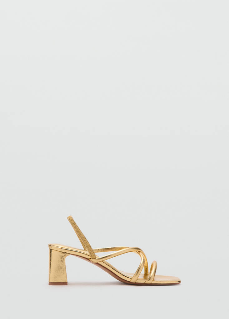 Metallic cross-strap sandal — Gold