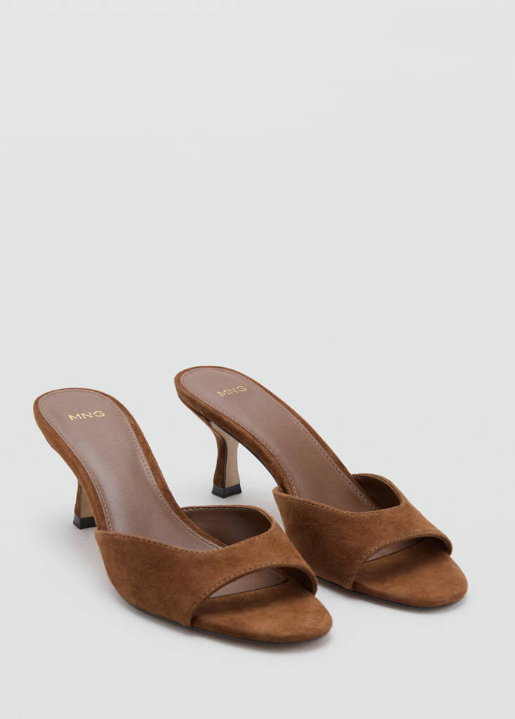 Suede funnel heel sandal — Leather