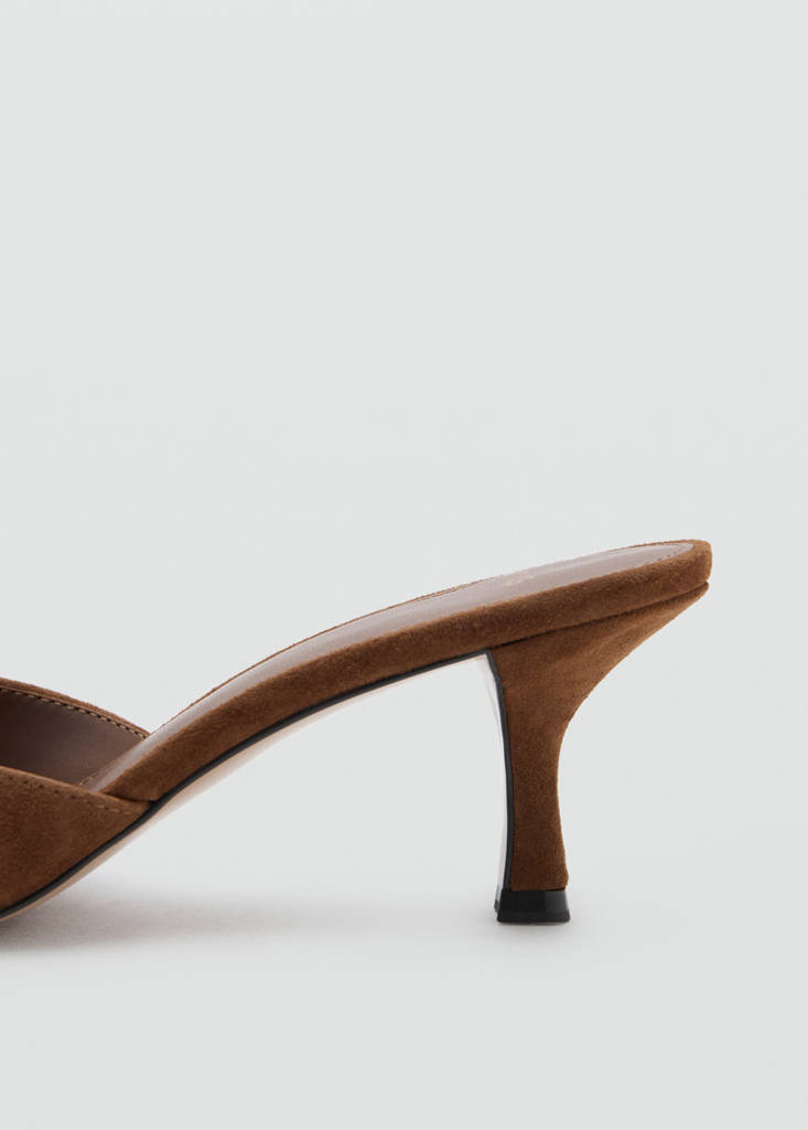 Suede funnel heel sandal — Leather