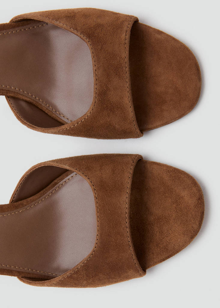 Suede funnel heel sandal — Leather