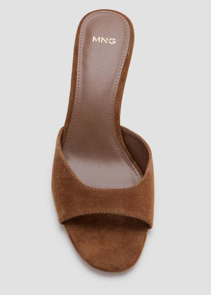 Suede funnel heel sandal — Leather