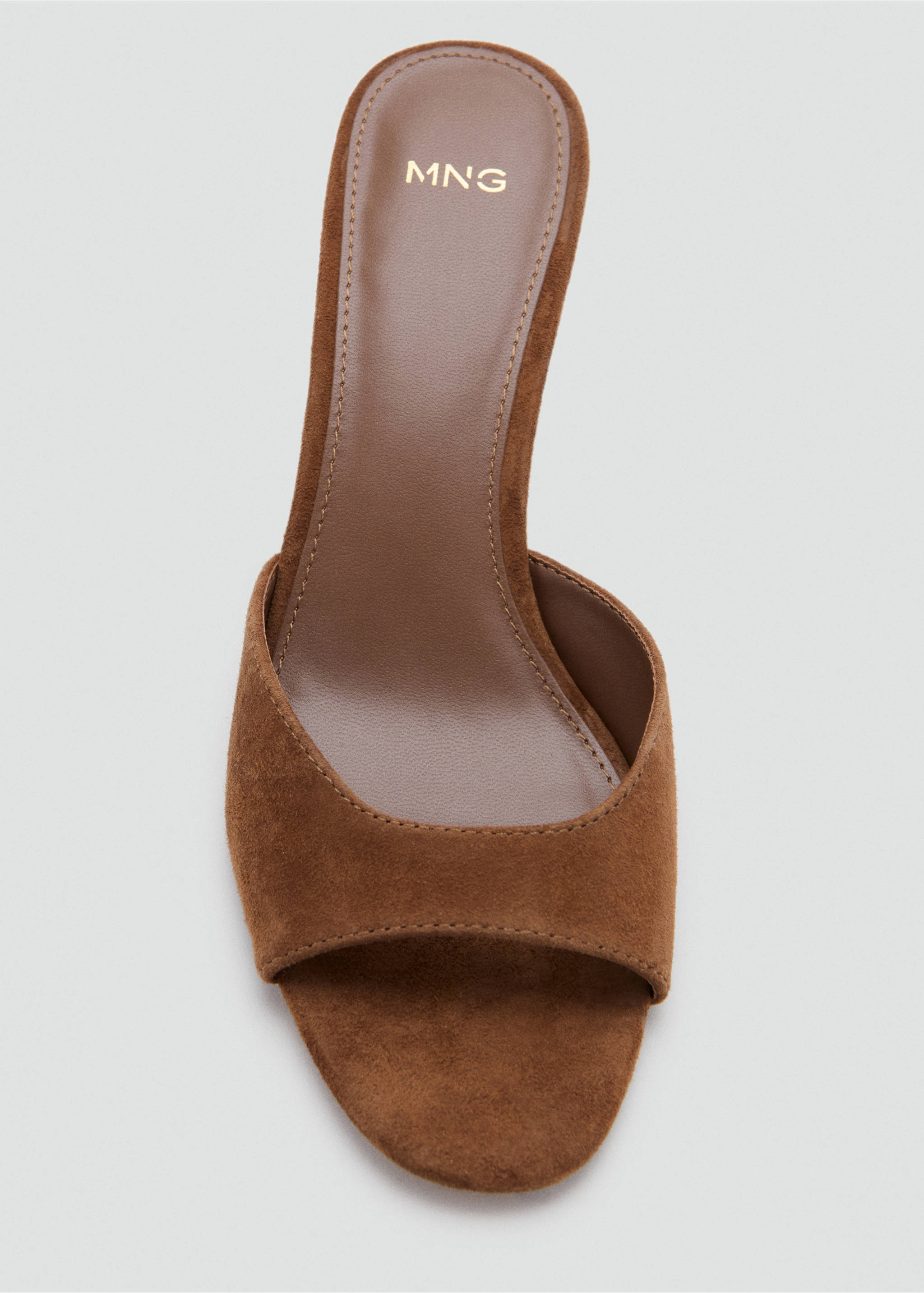 Suede funnel heel sandal - Details of the article 3, Leather. Ref: 27035157-00.