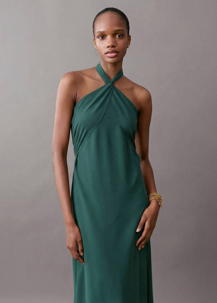 Halter neck dress — Petrol Blue