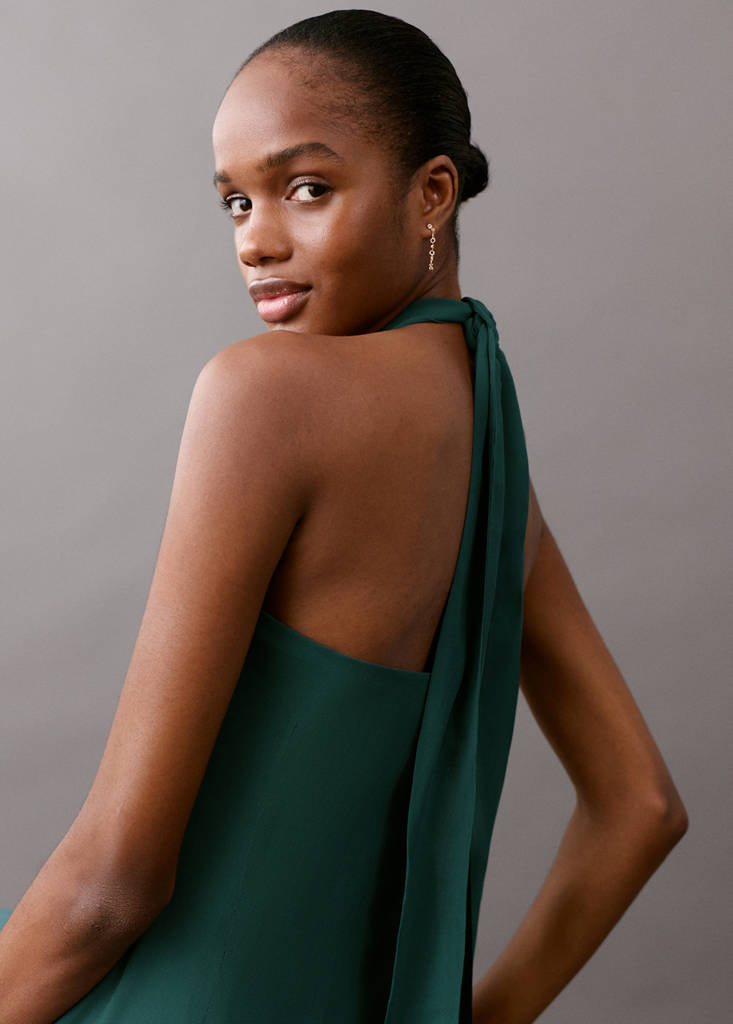 Halter neck dress — Petrol Blue