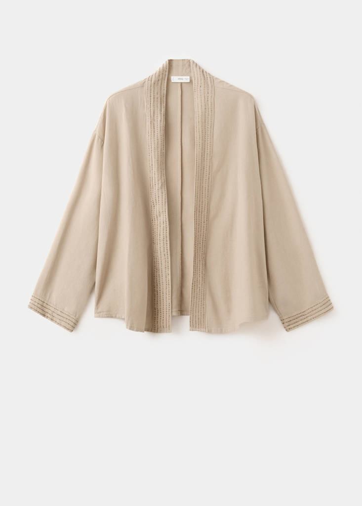 Kimono-style jacket with shimmer — Sand