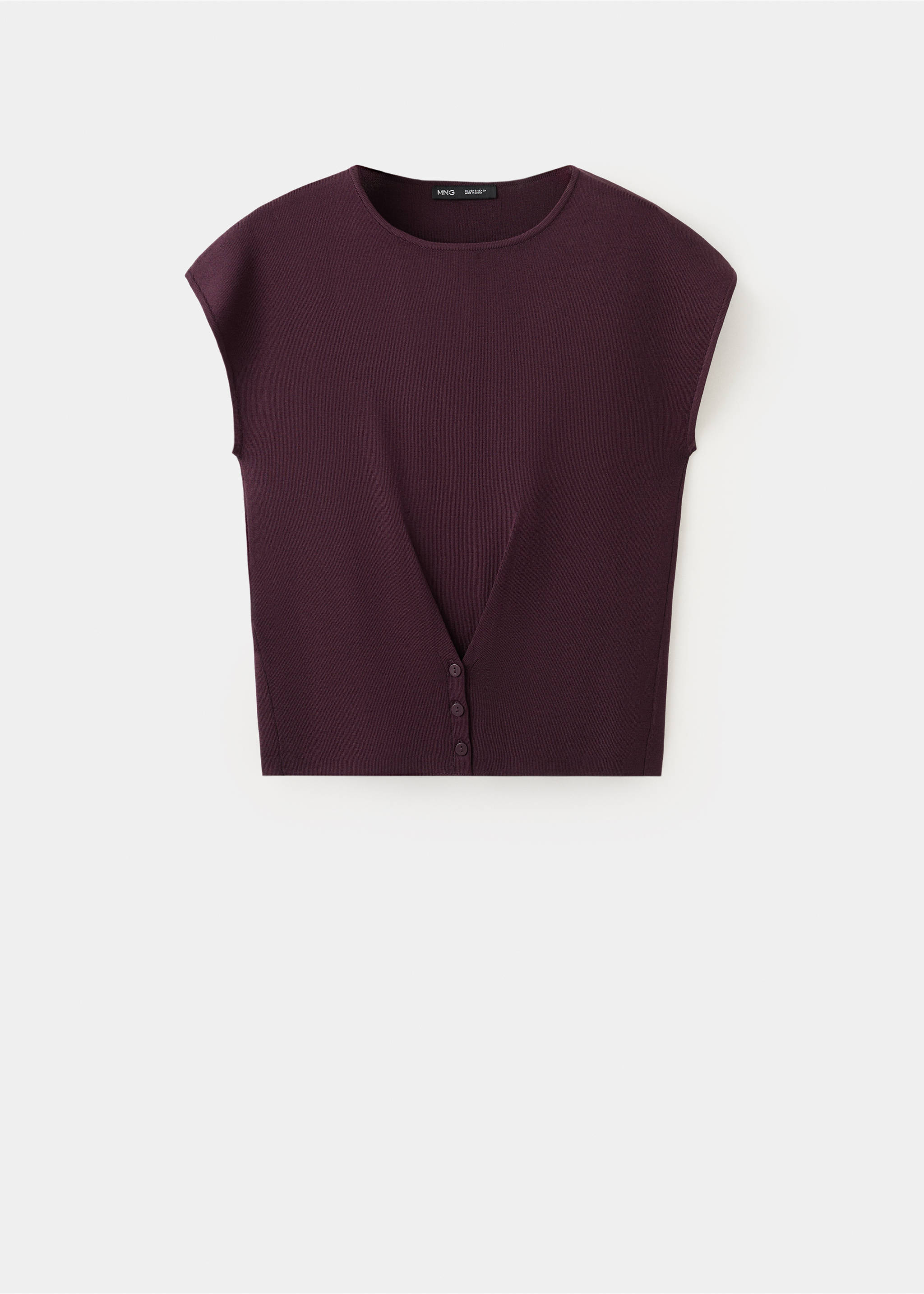 Buttoned knit top - Article without model, Burgundy. Ref: 27035820-00.