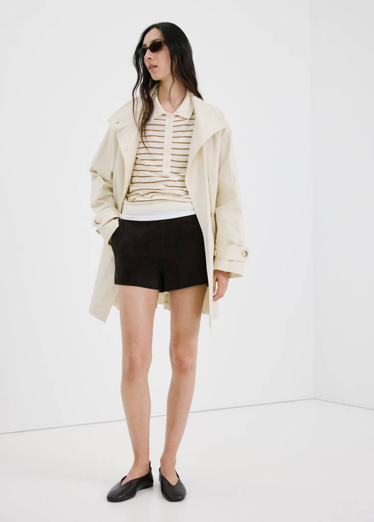 Knitted polo-neck sweater — Ecru