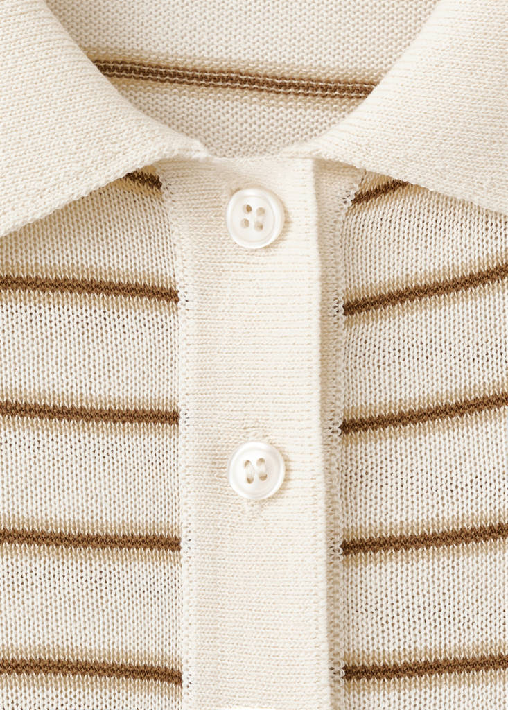 Knitted polo-neck sweater — Ecru