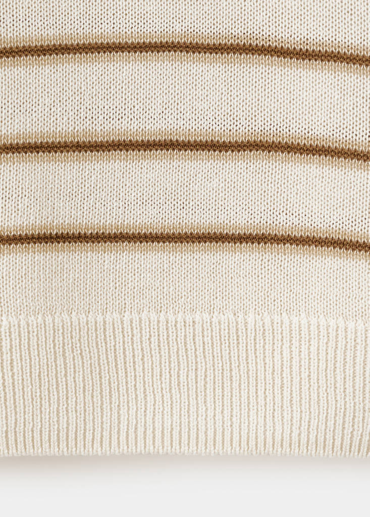 Knitted polo-neck sweater — Ecru