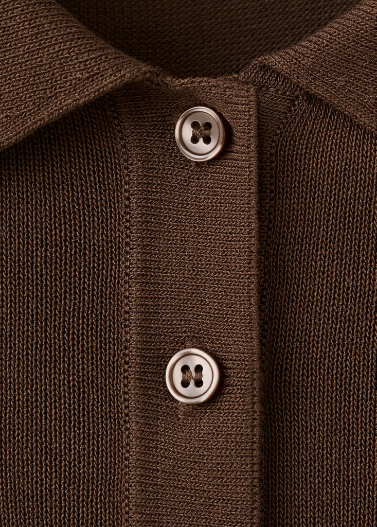 Knitted polo-neck sweater — Chocolate