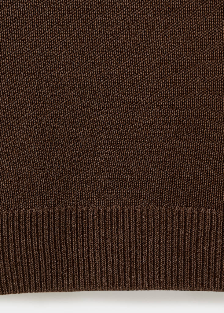 Knitted polo-neck sweater — Chocolate