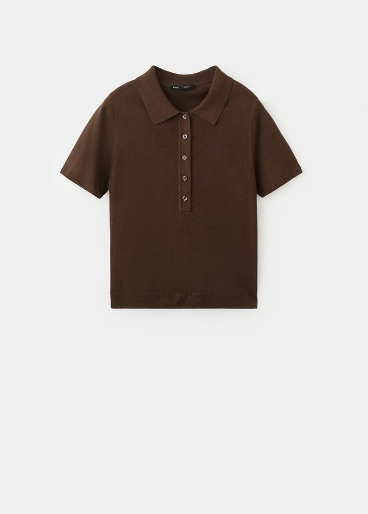 Knitted polo-neck sweater — Chocolate
