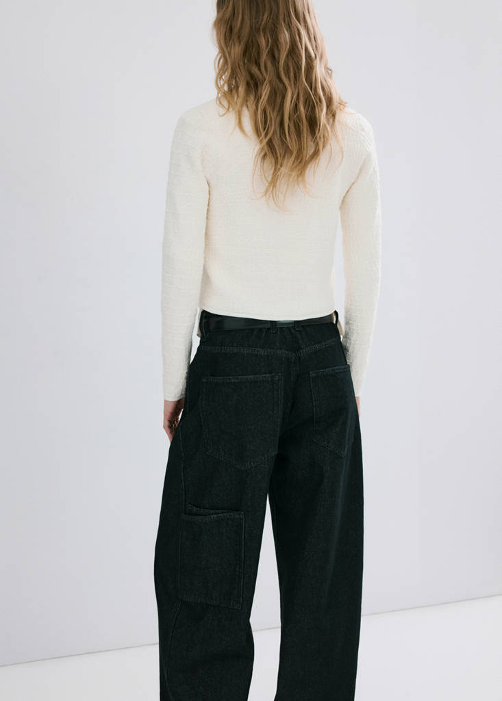 Textured knit cardigan — Ecru