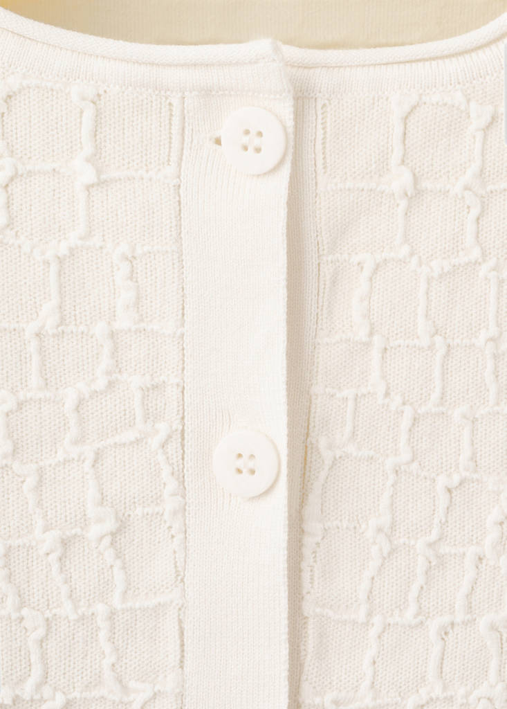 Textured knit cardigan — Ecru