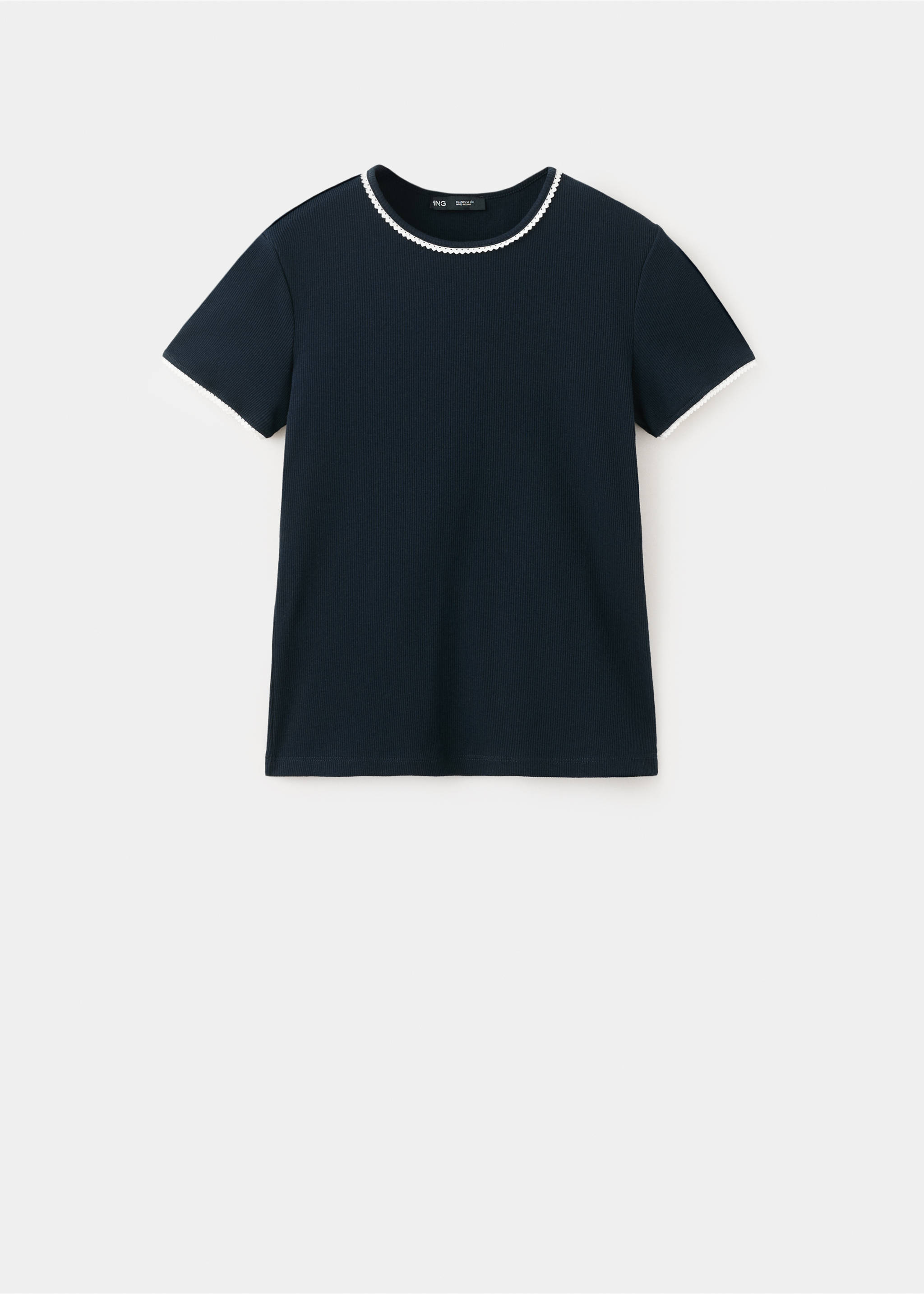 Contrast trim T-shirt - Article without model, Navy. Ref: 27035826-00.