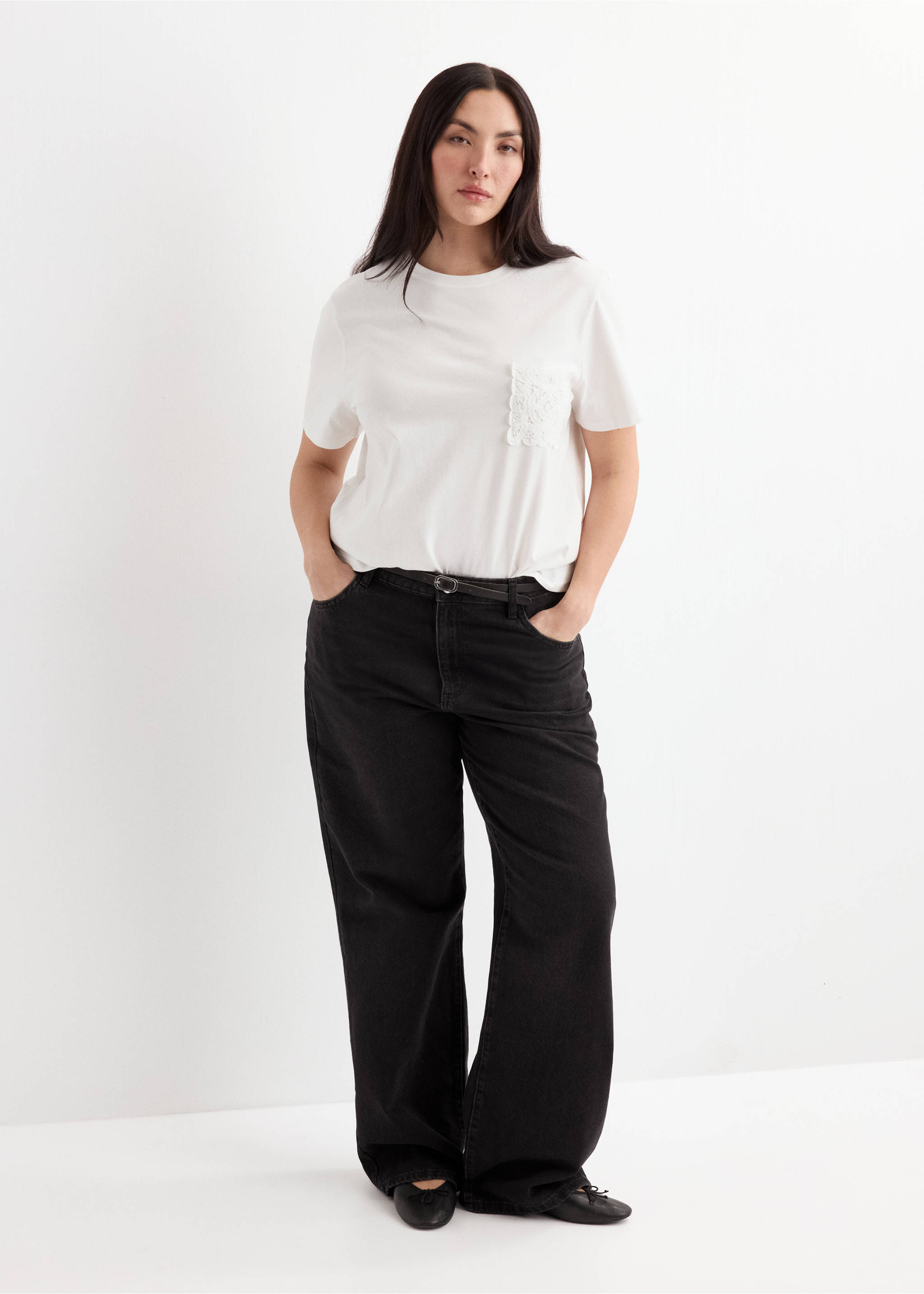 Embroidered cotton T-shirt - Details of the article 3, Off White. Ref: 27035827-00.