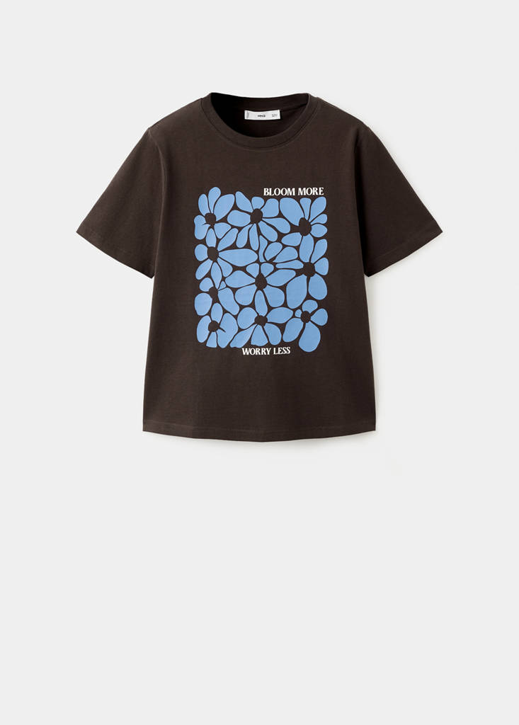 Printed cotton-blend t-shirt — Brown