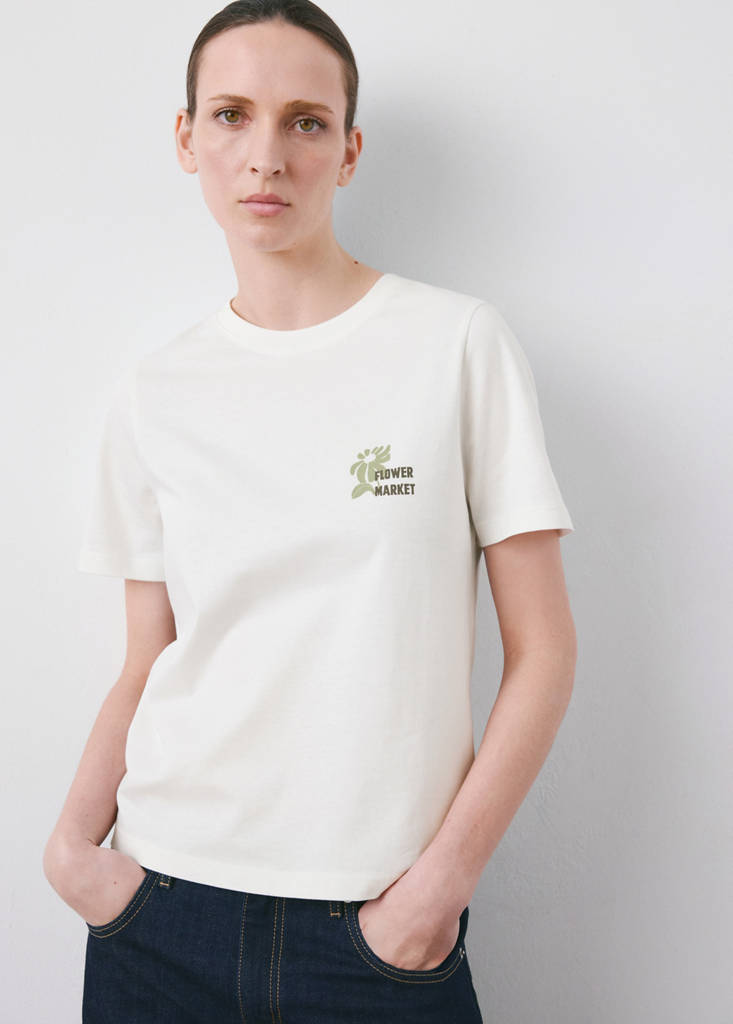 Printed cotton-blend t-shirt — Khaki