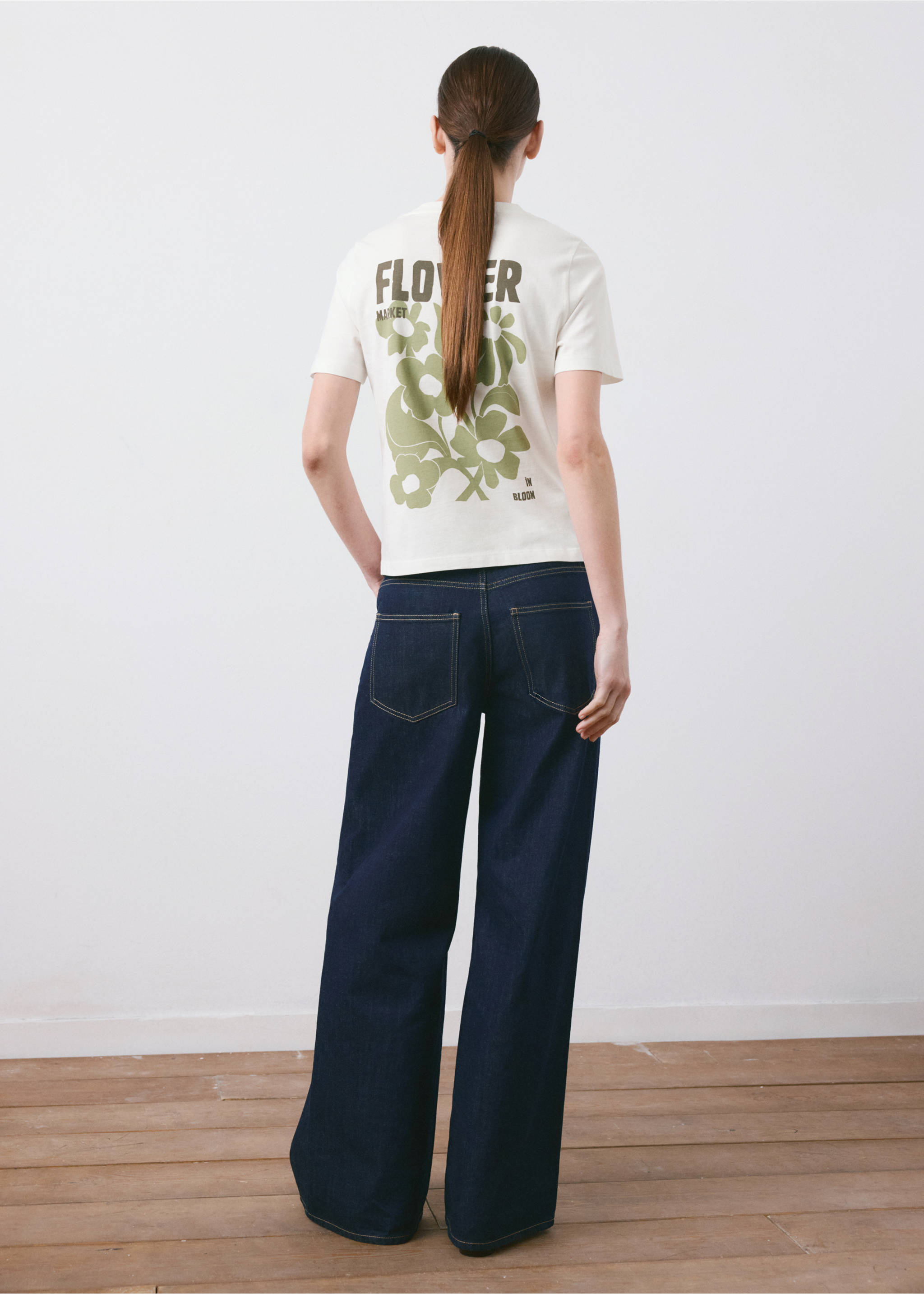 Printed cotton-blend t-shirt - Reverse of the article, Khaki. Ref: 27035828-00.