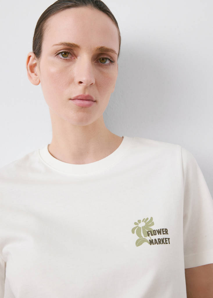 Printed cotton-blend t-shirt — Khaki