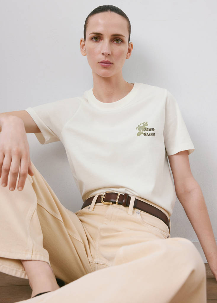 Printed cotton-blend t-shirt — Khaki