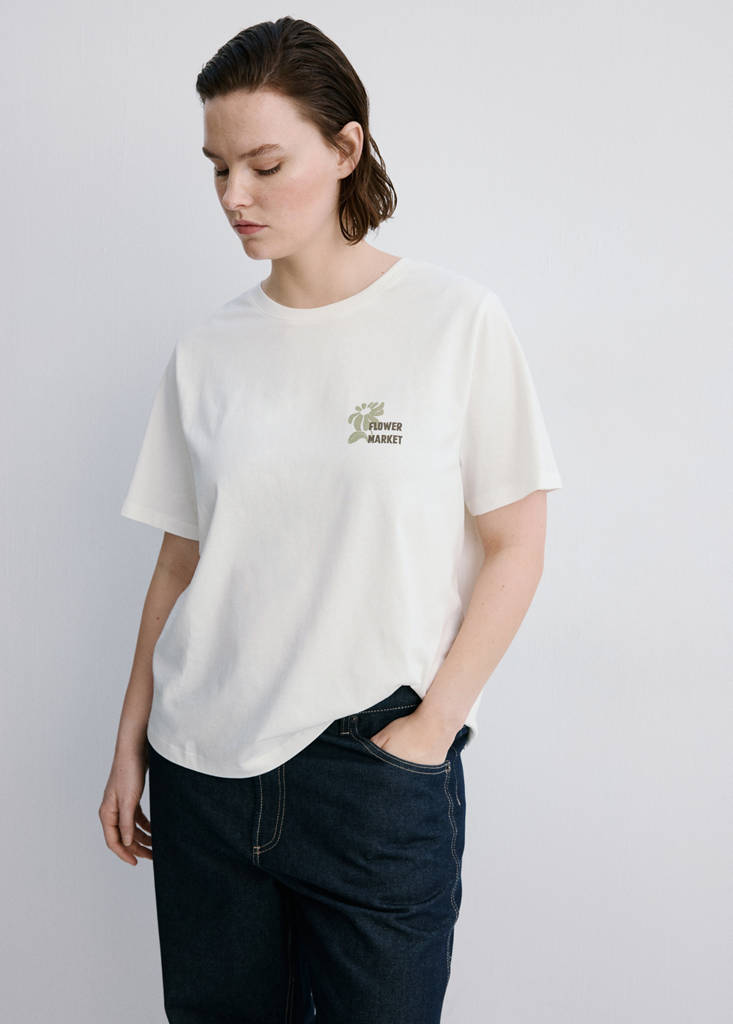 Printed cotton-blend t-shirt — Khaki