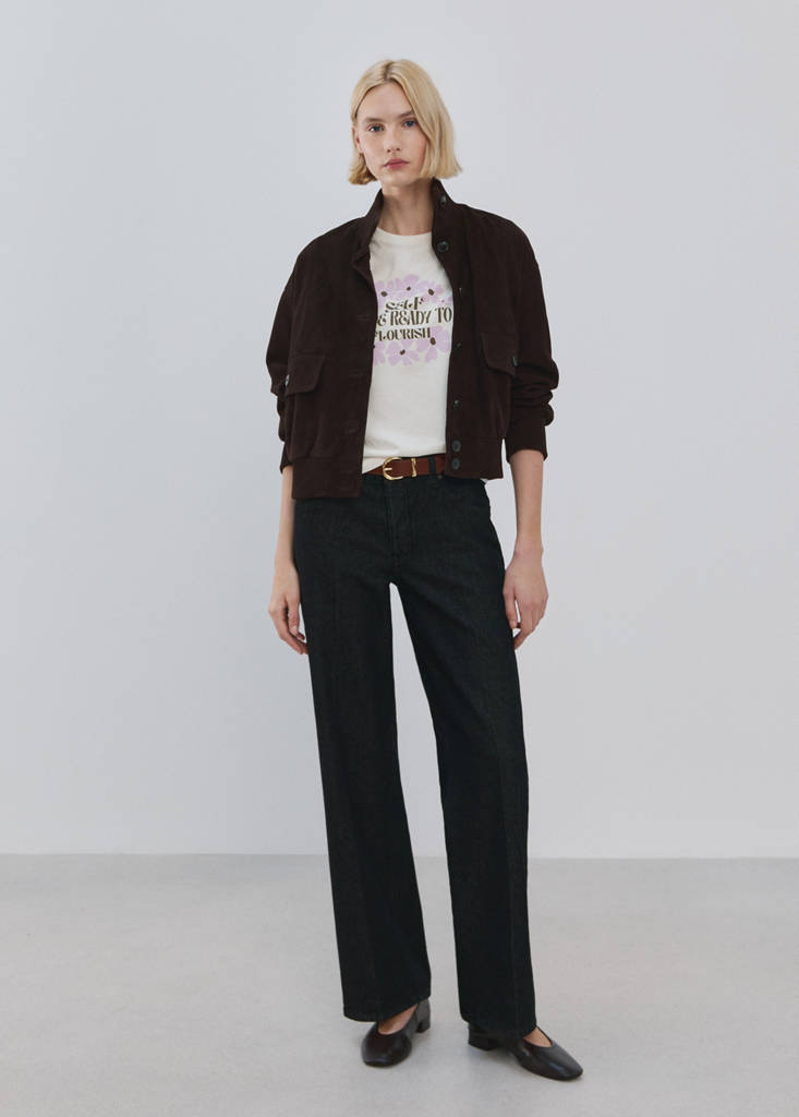 Printed cotton-blend t-shirt — Violet