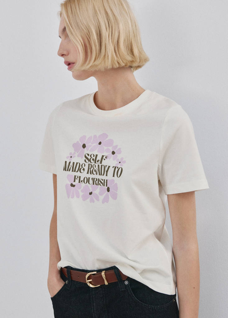 Printed cotton-blend t-shirt — Violet