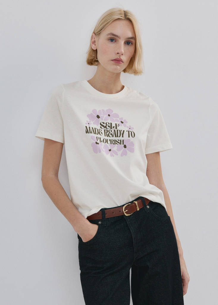 Printed cotton-blend t-shirt — Violet