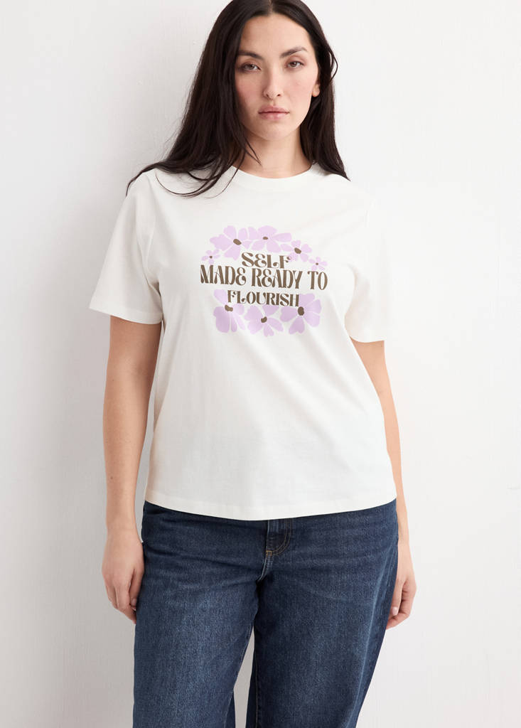 Printed cotton-blend t-shirt — Violet