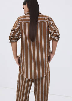 Striped straight shirt — Brown 3