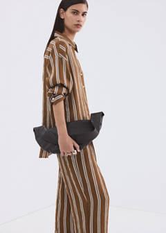 Striped straight shirt — Brown 4