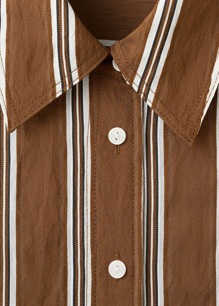Striped straight shirt — Brown
