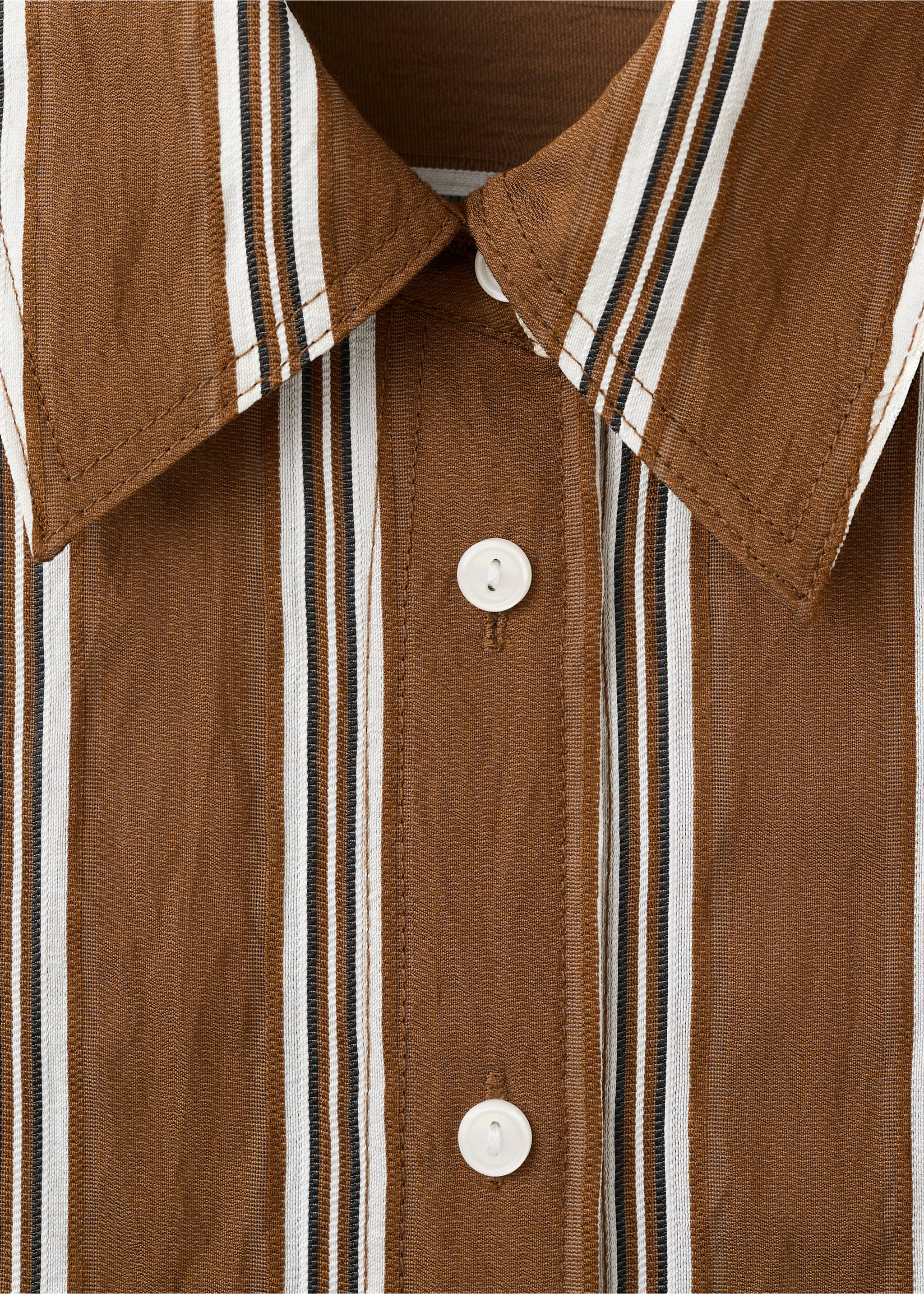 Прямая рубашка в полоску - Деталь изделия 8, Коричневый. Ref: 27035830-00.