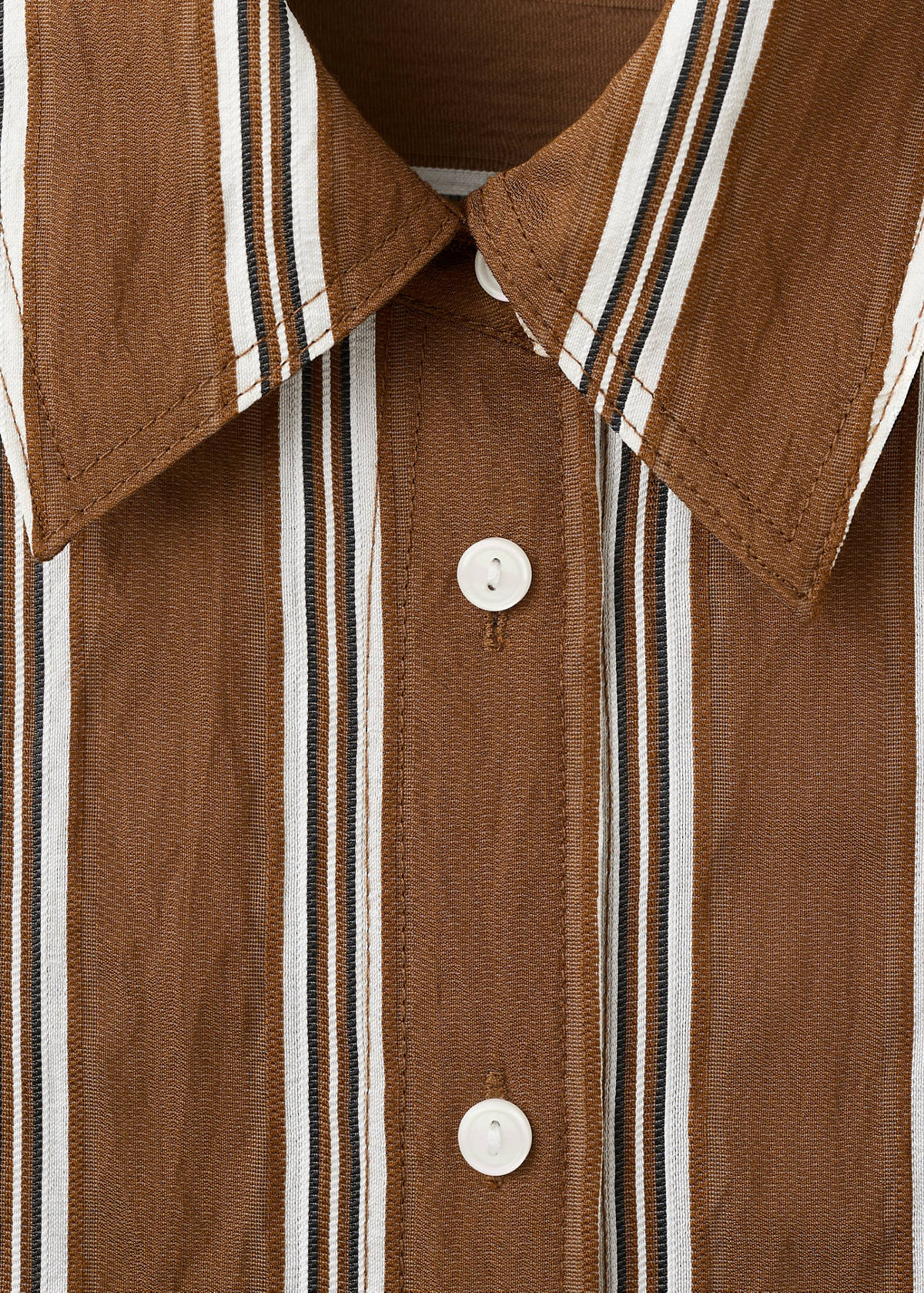 Striped straight shirt — Brown