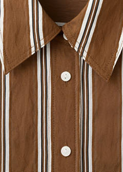 Striped straight shirt — Brown 7