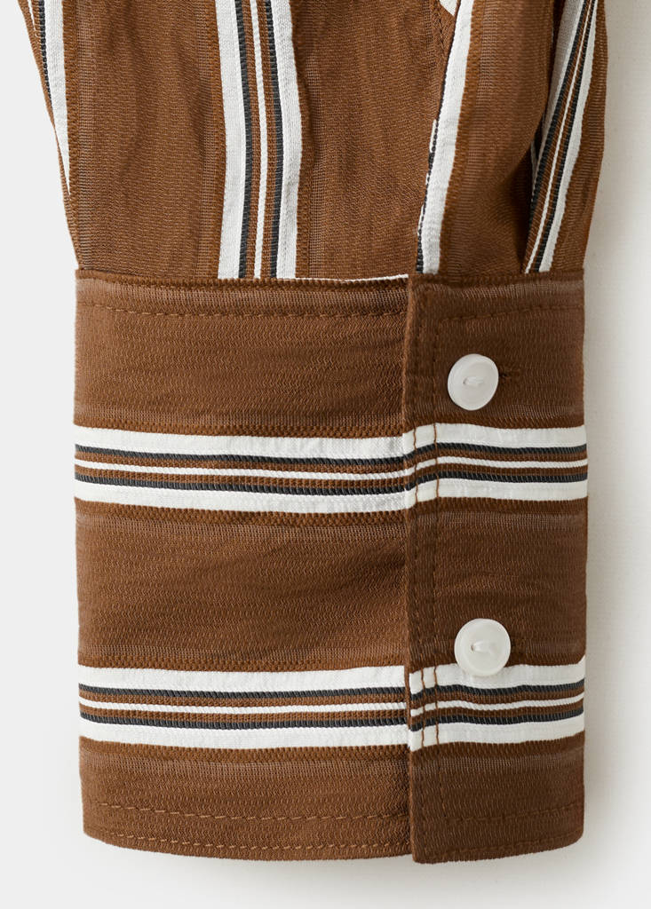 Striped straight shirt — Brown