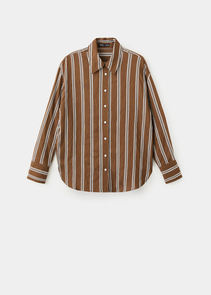 Striped straight shirt — Brown