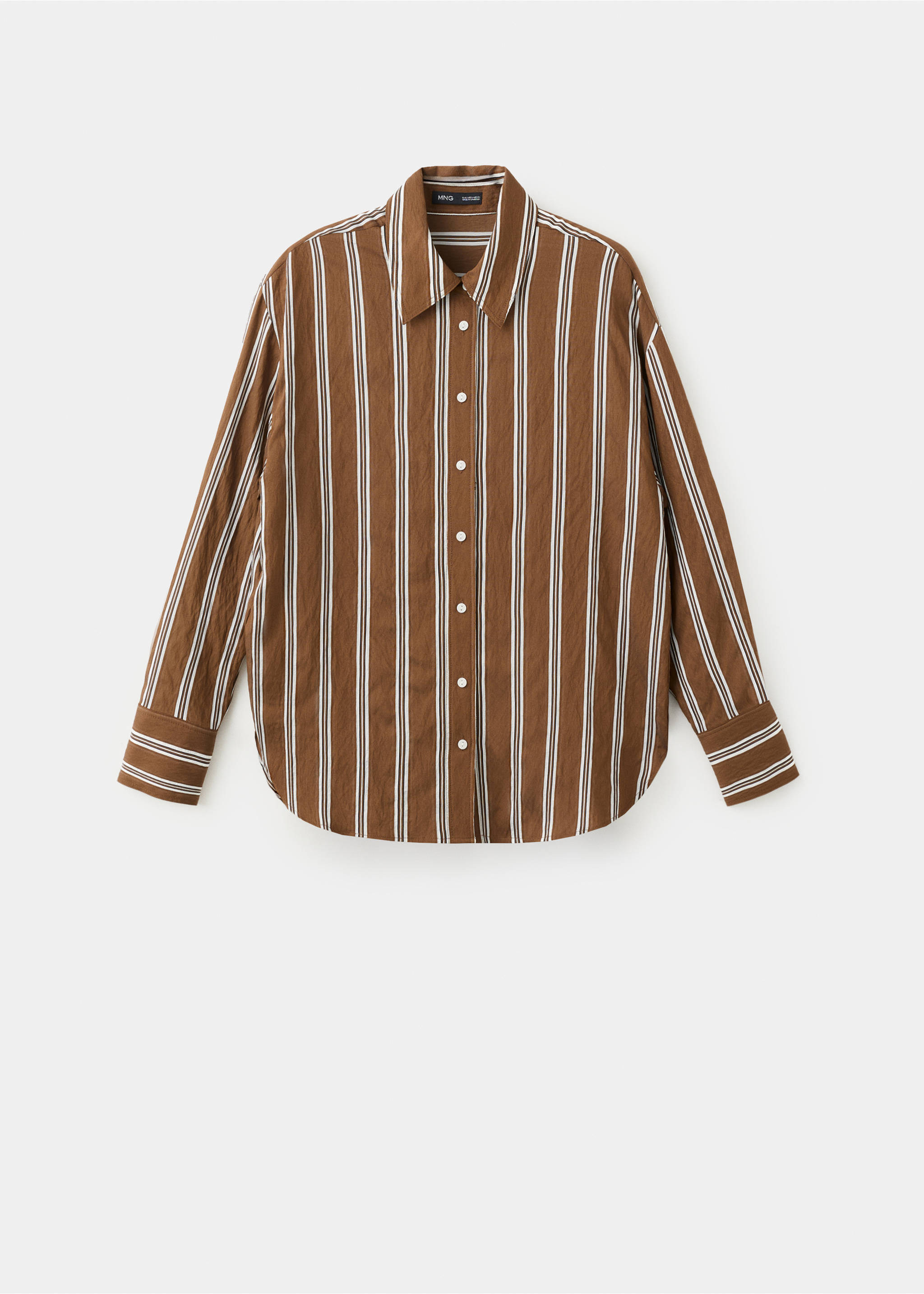 Striped straight shirt - Article without model, Brown. Ref: 27035830-00.