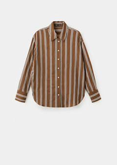 Striped straight shirt — Brown 6