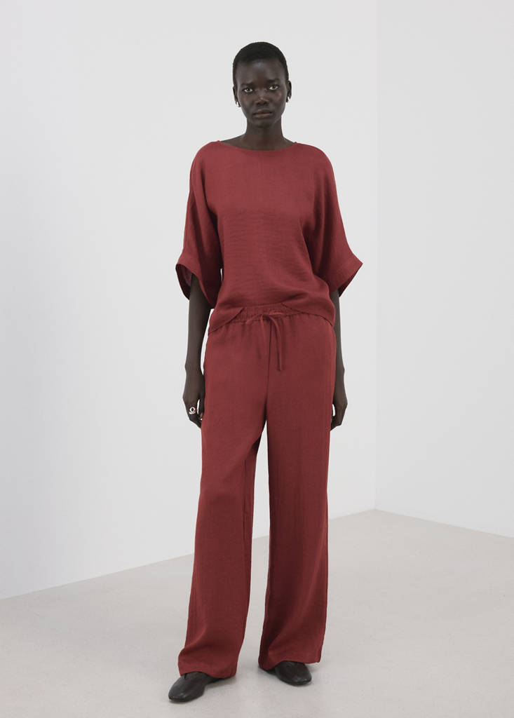 High-waist palazzo trousers — Red