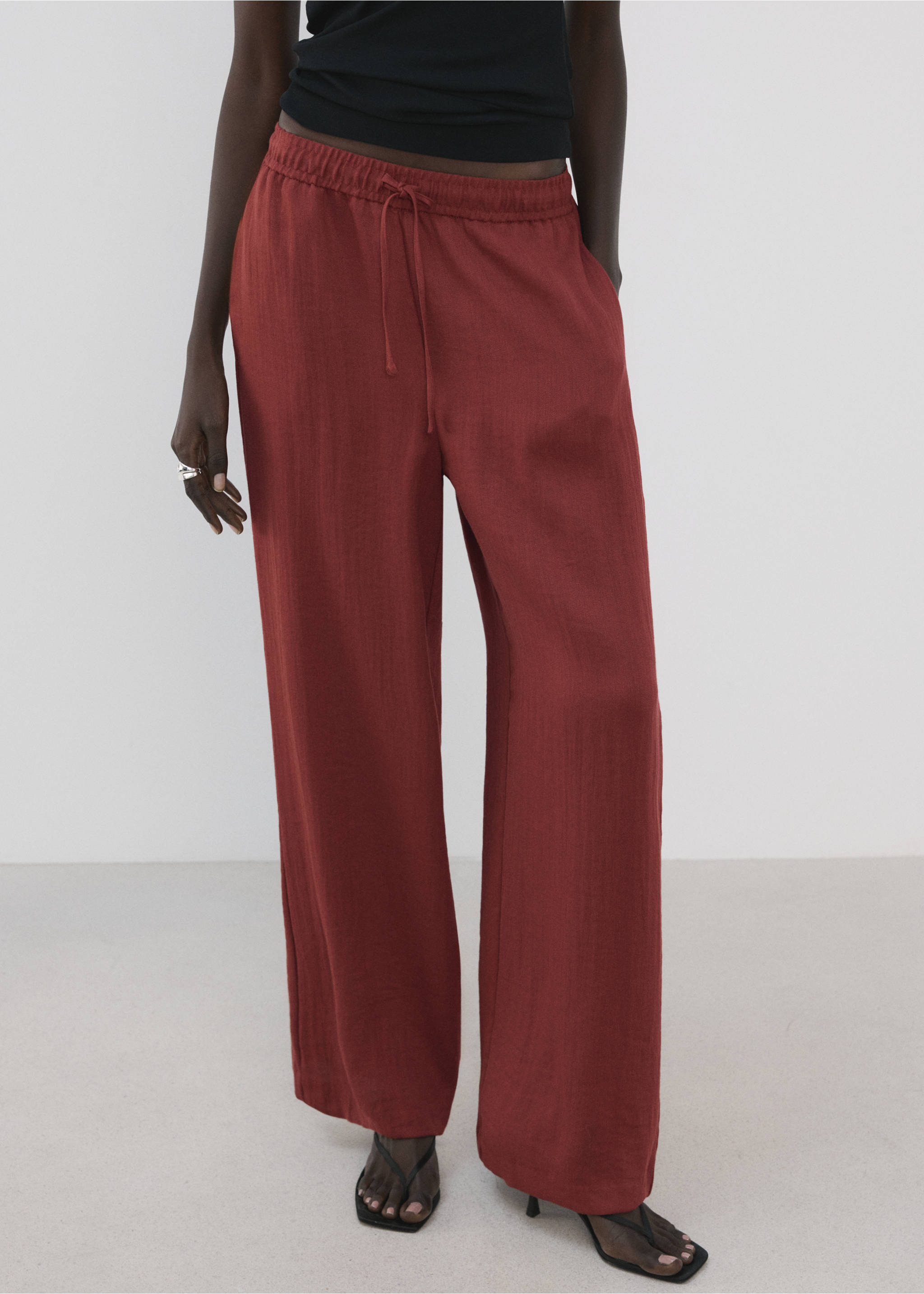High-waist palazzo trousers - Medium plane, Red. Ref: 27035831-00.
