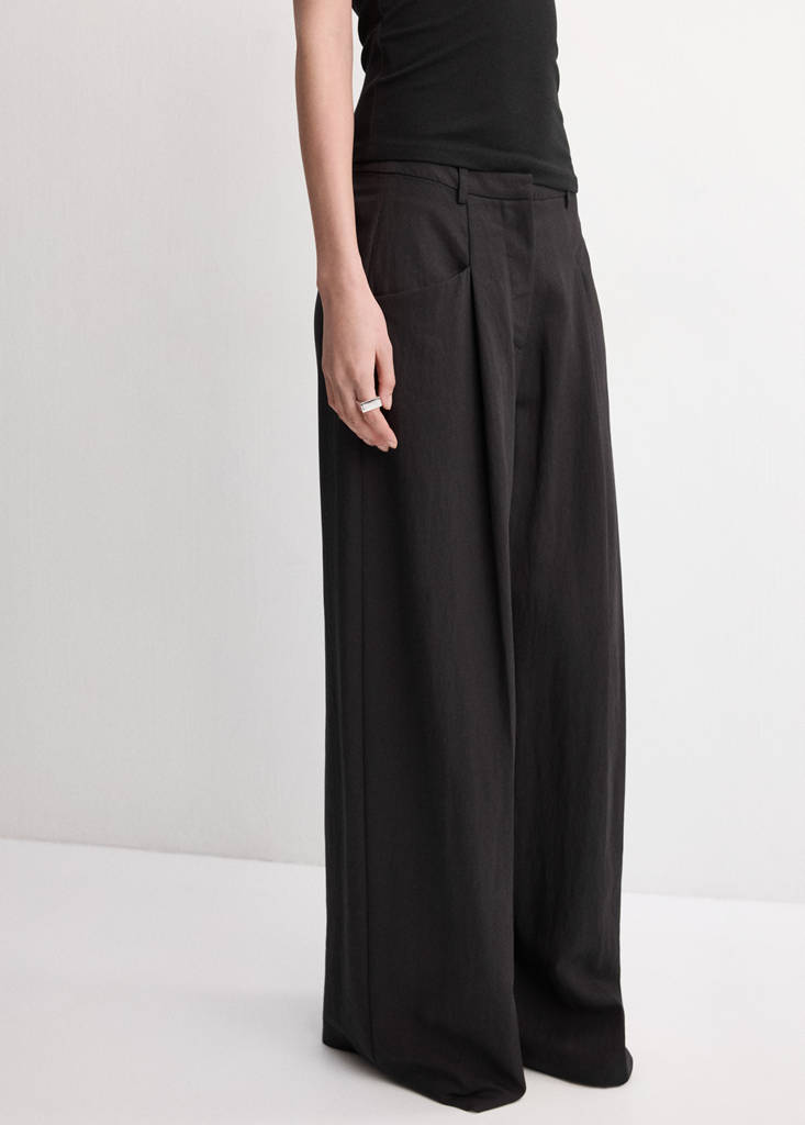 Wideleg lyocell trousers — Black