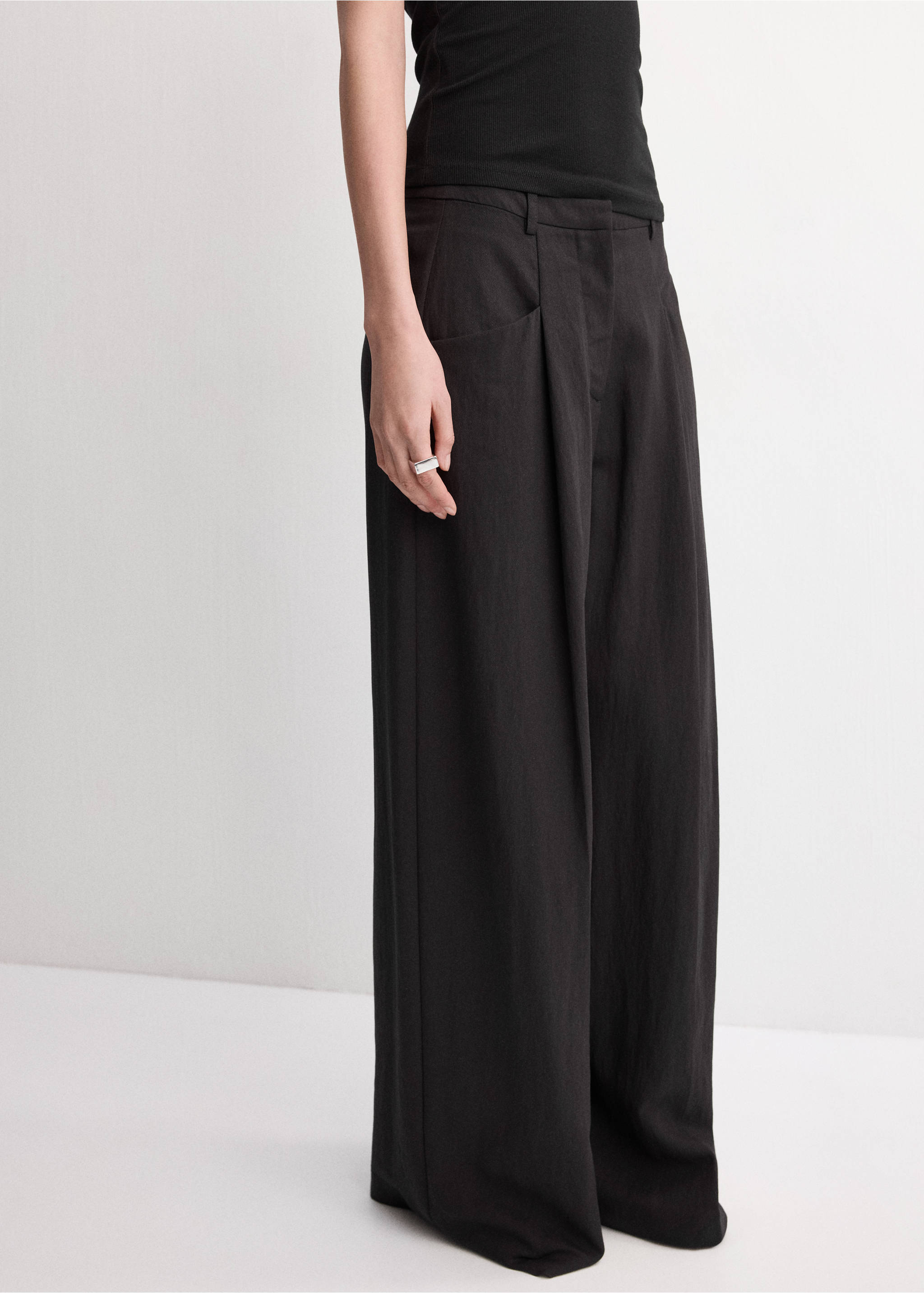 Wideleg lyocell trousers - Medium plane, Black. Ref: 27035832-00.