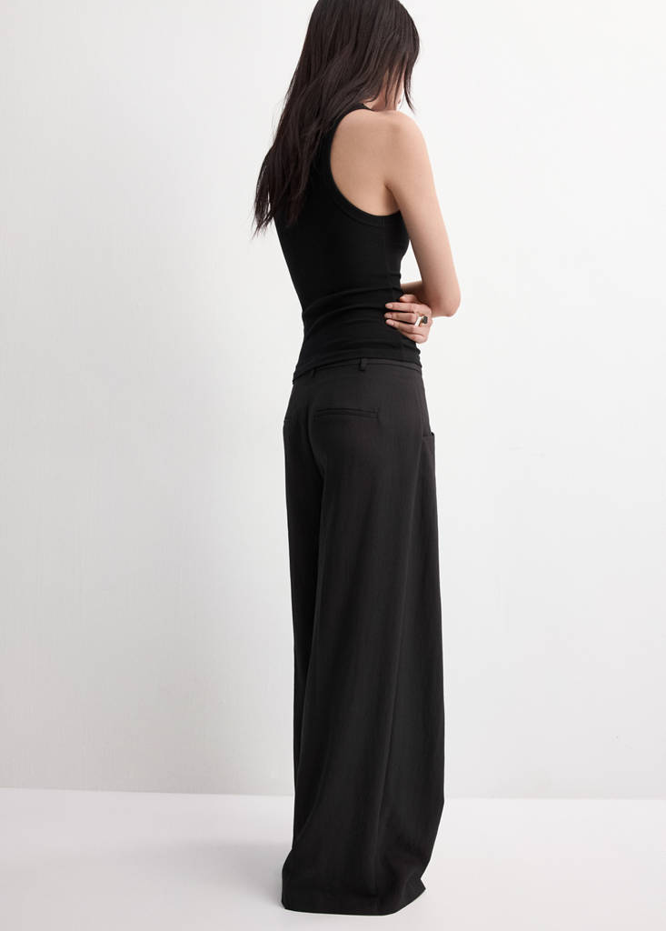 Wideleg lyocell trousers — Black