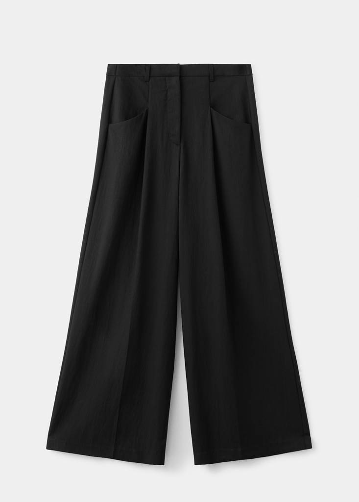 Wideleg lyocell trousers — Black