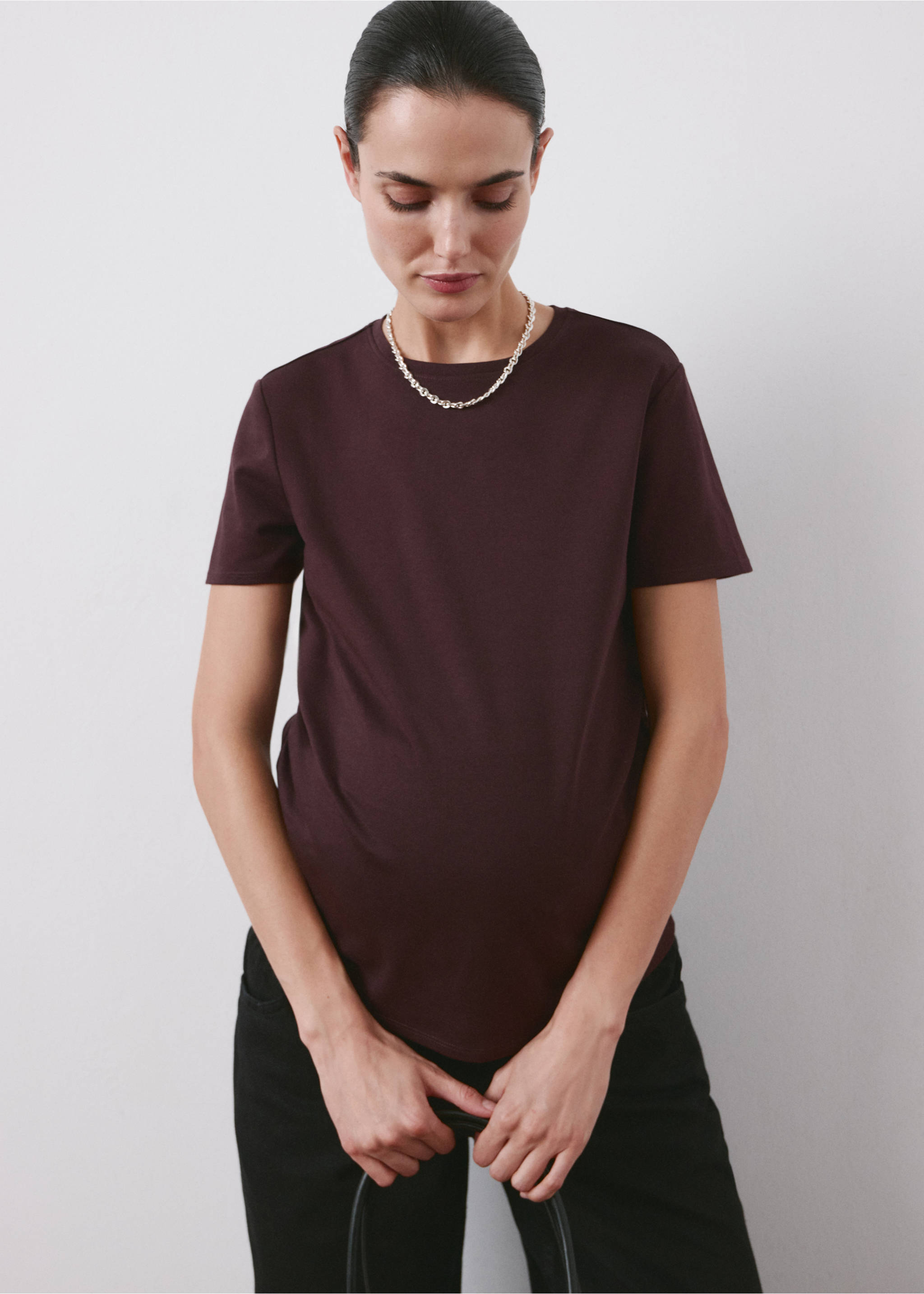 T-shirt coton grossesse - Plan moyen, Bordeaux. Ref: 27035834-00.