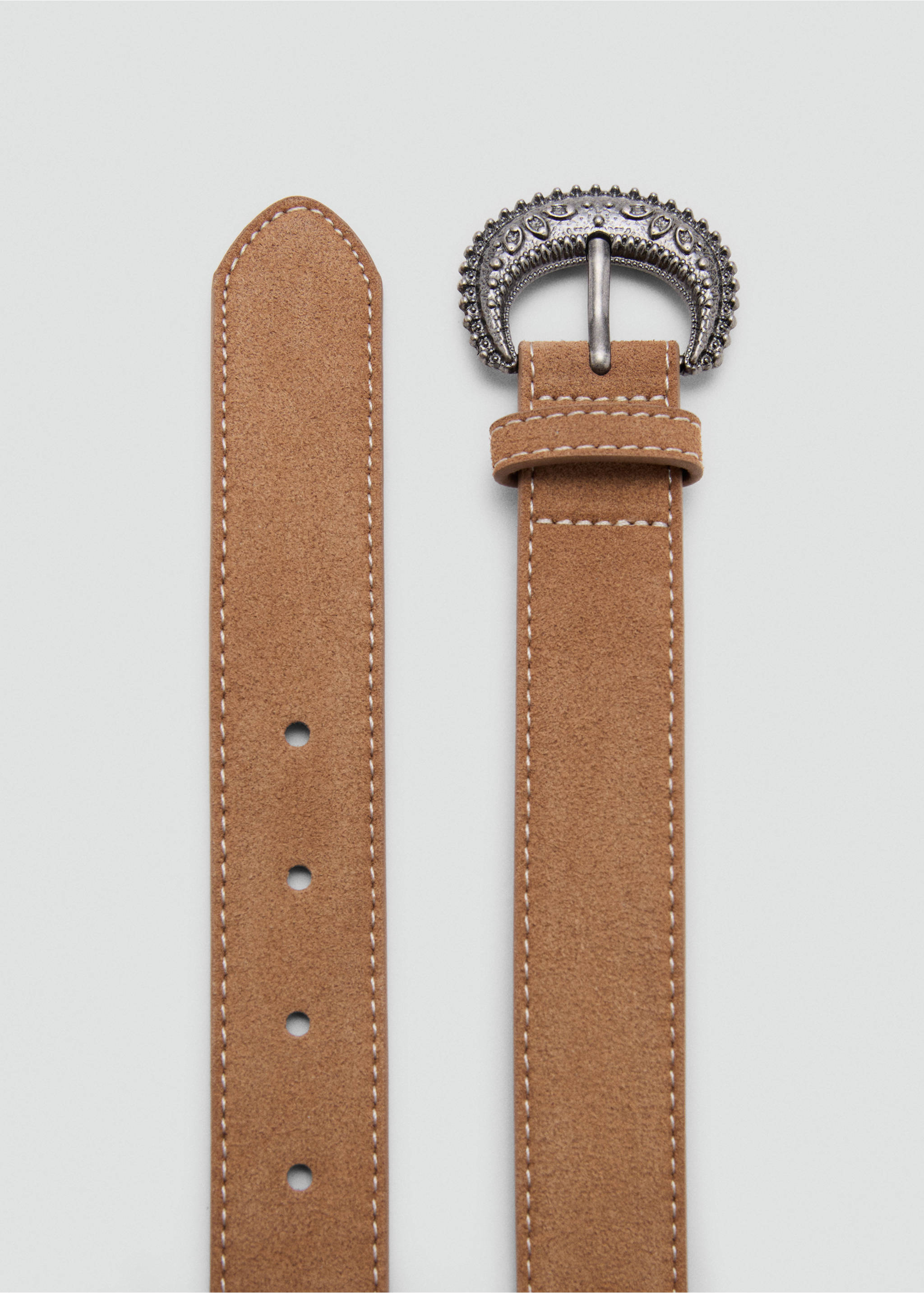 Buckle leather belt - Details of the article 1, Medium Brown. Ref: 27035838-00.