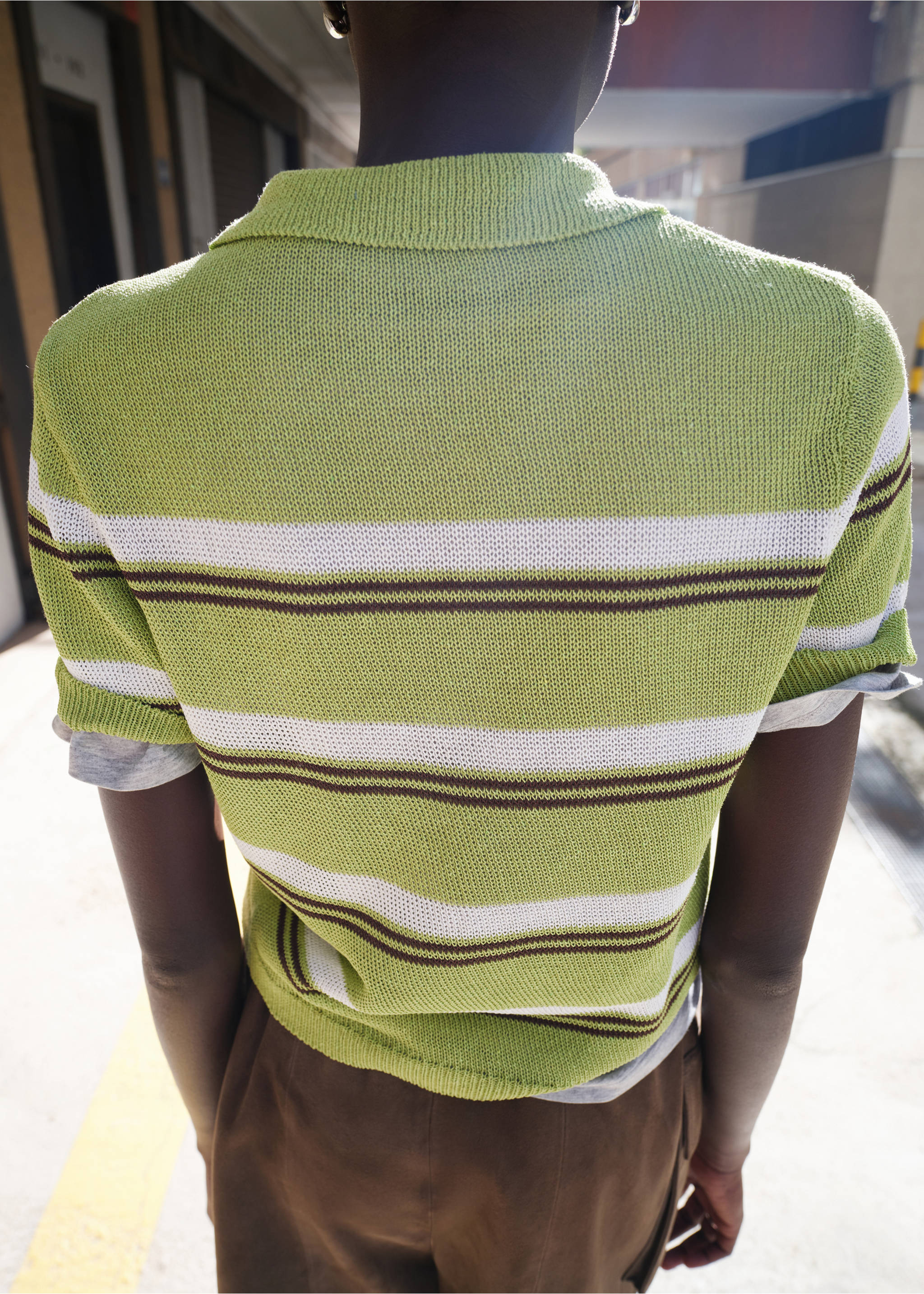 Pull-over maille col polo - Verso de l’article, Vert. Ref: 27035839-00.