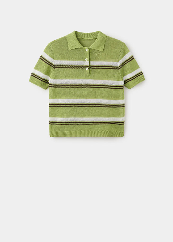 Knitted polo-neck sweater — Green